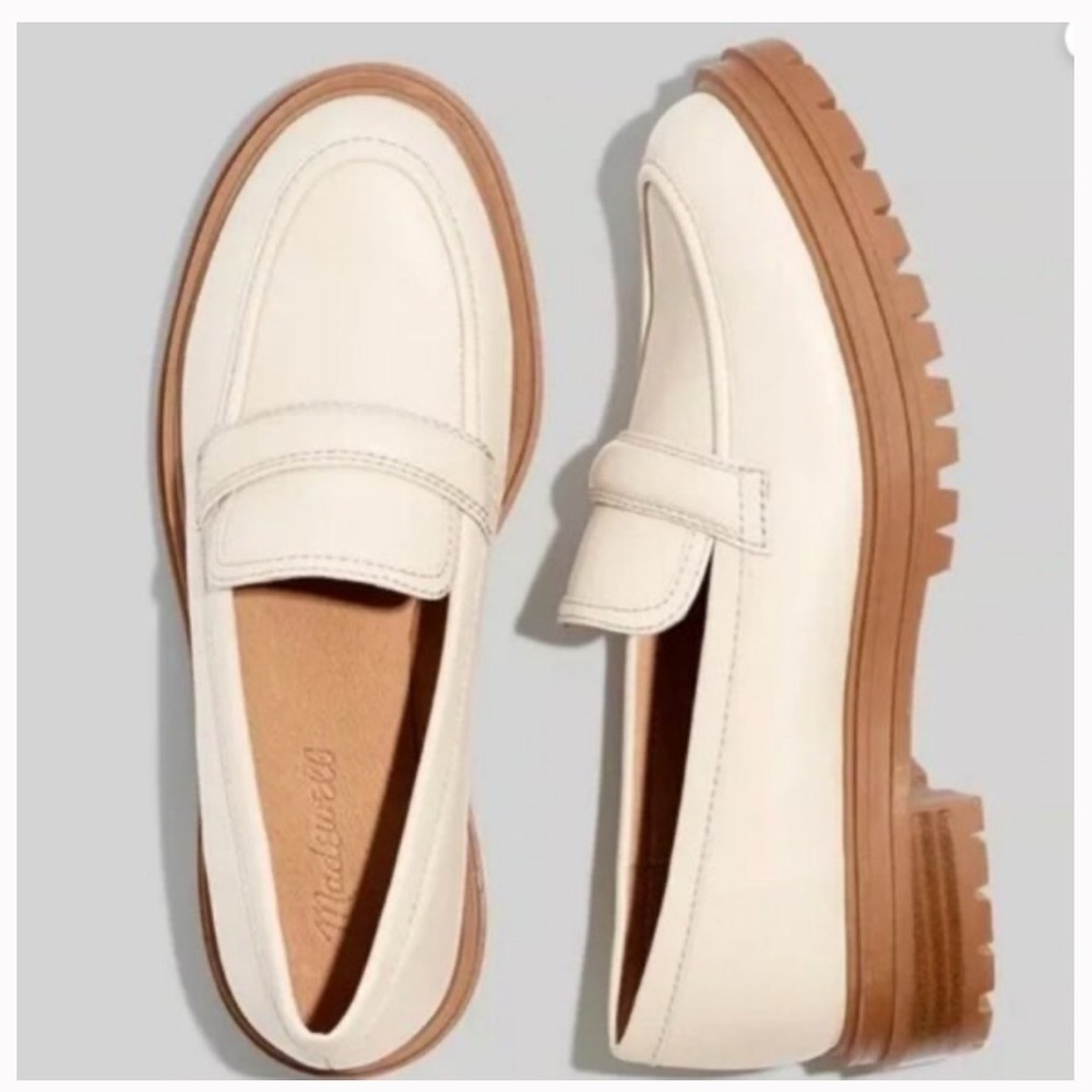 Madewell Cream and Brown Loafers with Chunky Sole